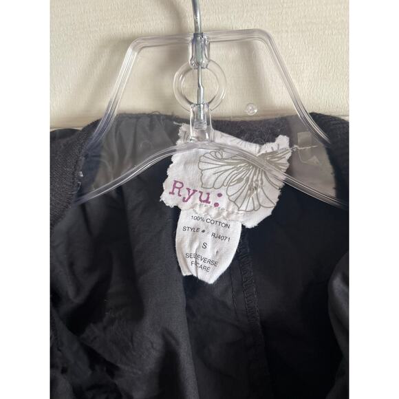 Ryu Women’s Black Ruffle Puff Balloon Sleeve Shrug Bolero Jacket Cotton Small - Picture 4 of 6